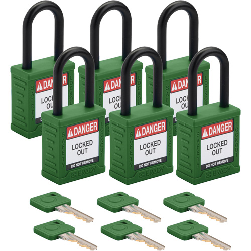 Cadenas de verrouillage Velocity, Vert, Cl&eacute;s diff&eacute;rentes, Nylon, Largeur de 1-1/2" NTL Industrial