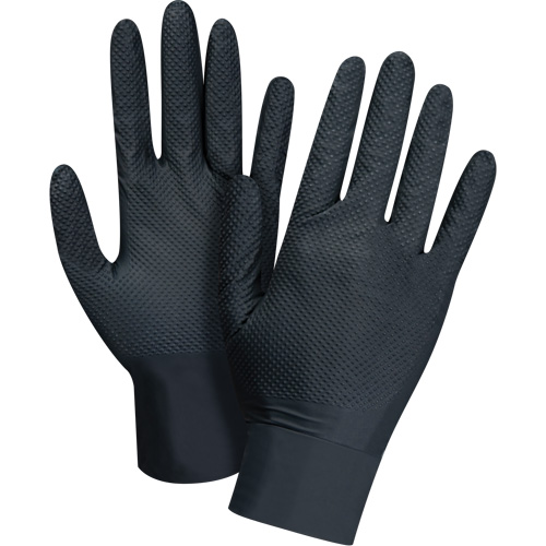 Gants d'examen de poids lourd &agrave; prise tactile, T-Grand, Nitrile, 8 mils, Sans poudre, Noir NTL Industrial