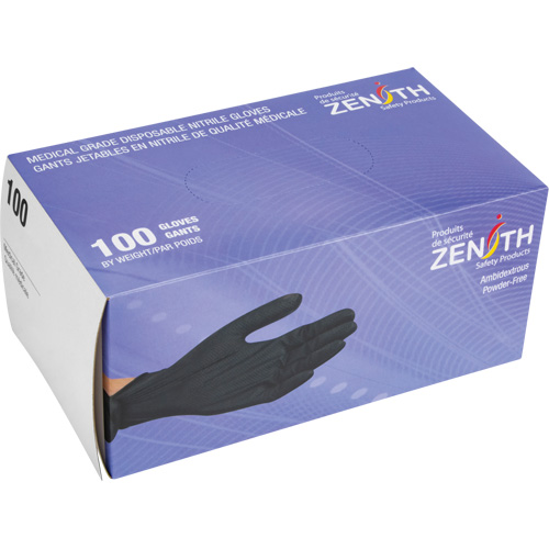 Gants d'examen de poids lourd &agrave; prise tactile, T-Grand, Nitrile, 8 mils, Sans poudre, Noir NTL Industrial