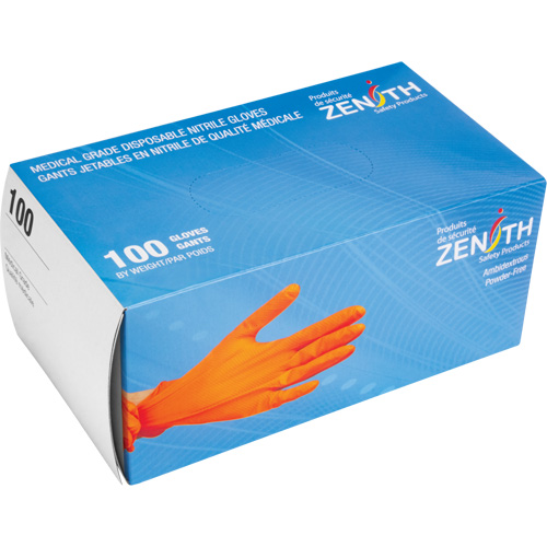 Gants d'examen de poids lourd &agrave; prise tactile, Petit, Nitrile, 8 mils, Sans poudre, Orange NTL Industrial
