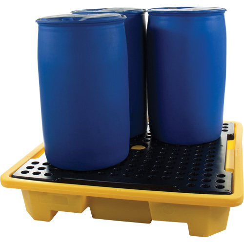 4-Drum Spill Pallet, 66 US gal. Spill Capacity, 57.5" x 57.5" x 12" NTL Industrial