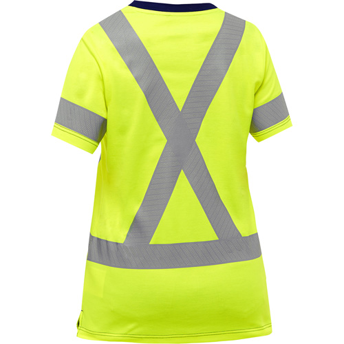 Bisley&reg; Women's X-Back Short Sleeve Shirt, Poly-Cotton, Small, High Visibility Lime-Yellow NTL Industrial