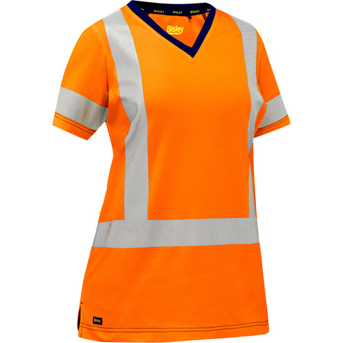 Bisley&reg; Women's X-Back Short Sleeve Shirt, Poly-Cotton, Small, High Visibility Orange NTL Industrial