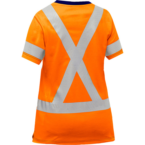 Bisley&reg; Women's X-Back Short Sleeve Shirt, Poly-Cotton, Small, High Visibility Orange NTL Industrial