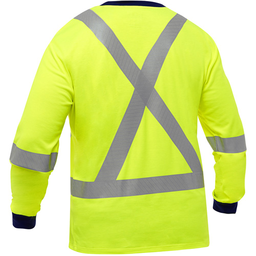 Bisley&reg; X-Back Long Sleeve Shirt, Poly-Cotton, Small, High Visibility Lime-Yellow NTL Industrial
