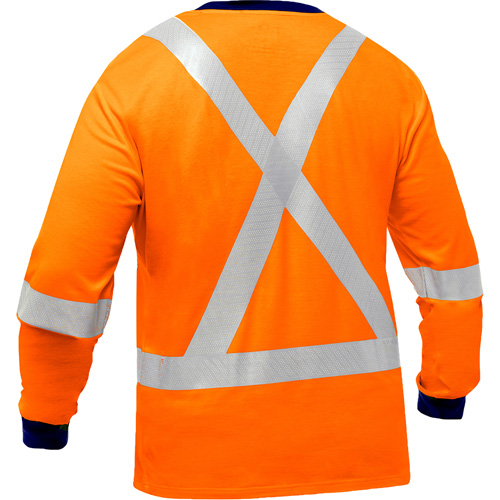 Chemise &agrave; manches longues et X au dos Bisley, Poly-coton, Petit, Orange haute visibilit&eacute; NTL Industrial