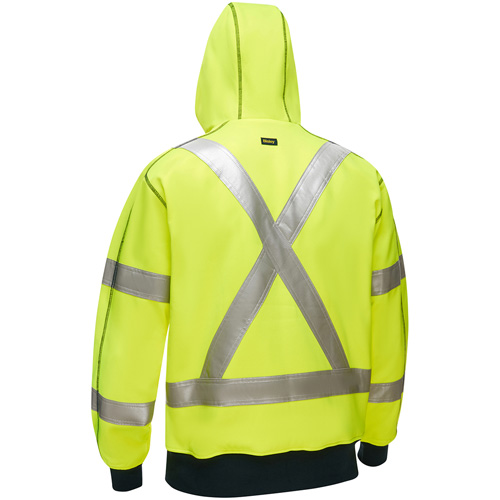 Coton ouat&eacute; doubl&eacute; de sherpa avec capuchon &agrave; fermeture &eacute;clair compl&egrave;te et X au dos Bisley, Petit, Jaune lime haute visibilit&eacute; NTL Industrial
