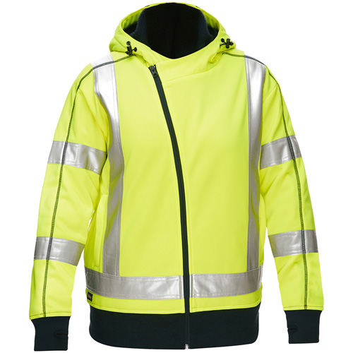 Coton ouat&eacute; doubl&eacute; de sherpa avec capuchon &agrave; fermeture &eacute;clair compl&egrave;te et X au dos Bisley pour femmes, 3T-Grand, Jaune lime haute visibilit&eacute; NTL Industrial