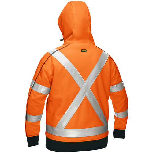 Coton ouat&eacute; doubl&eacute; de sherpa avec capuchon &agrave; fermeture &eacute;clair compl&egrave;te et X au dos Bisley pour femmes, T-Grand, Orange haute visibilit&eacute; NTL Industrial