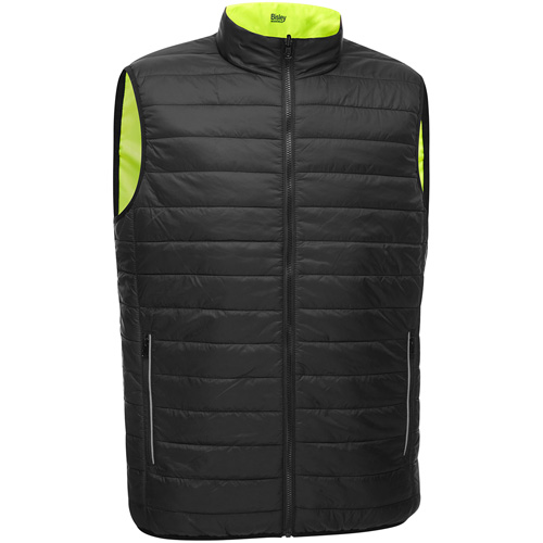 Bisley&reg; X-Back Reversible Puffer Vest, High Visibility Lime-Yellow, X-Large, Polyester NTL Industrial