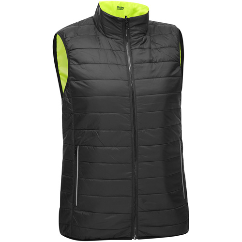 Bisley&reg; X-Back Women's Contoured Reversible Puffer Vest, High Visibility Lime-Yellow, Medium, Polyester NTL Industrial