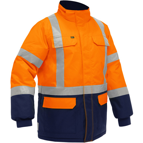 Bisley&reg; X-Back Extreme Cold Jacket with Navy Bottom, Polyester, High Visibility Orange, 3X-Large NTL Industrial