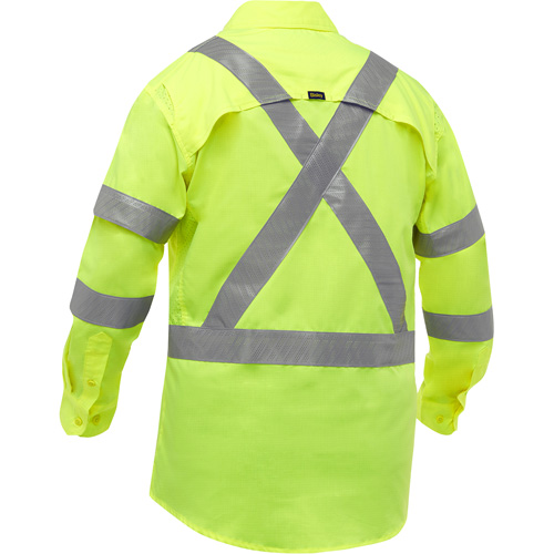 Bisley&reg; X-Back Long Sleeve Work Shirt with X-Airflow, Poly-Cotton, Small, High Visibility Lime-Yellow NTL Industrial