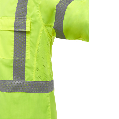Bisley&reg; X-Back Long Sleeve Work Shirt with X-Airflow, Poly-Cotton, Small, High Visibility Lime-Yellow NTL Industrial