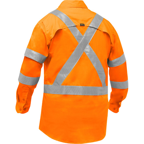 Bisley&reg; X-Back Long Sleeve Work Shirt with X-Airflow, Poly-Cotton, Small, High Visibility Orange NTL Industrial
