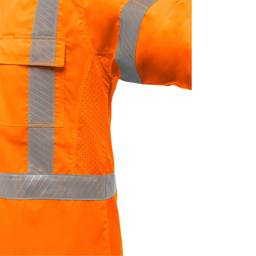 Bisley&reg; X-Back Long Sleeve Work Shirt with X-Airflow, Poly-Cotton, Small, High Visibility Orange NTL Industrial