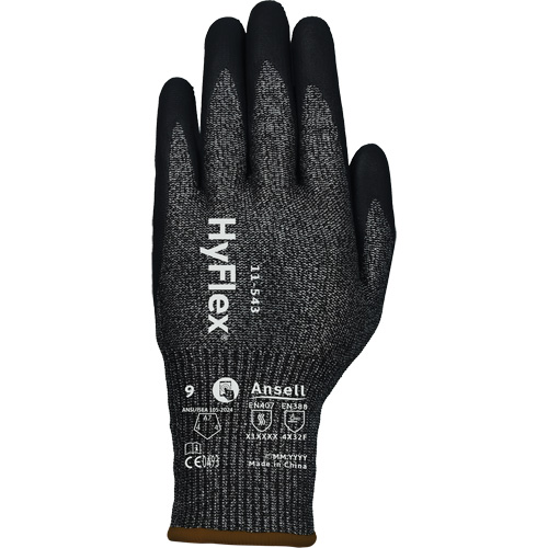 HyFlex&reg; 11-543 Cut Resistant Gloves, Size 6, 13 Gauge, Nitrile Coated, Nylon/Stainless Steel/HPPE/Spandex Shell, ASTM ANSI Level A7/EN 388 Level F NTL Industrial