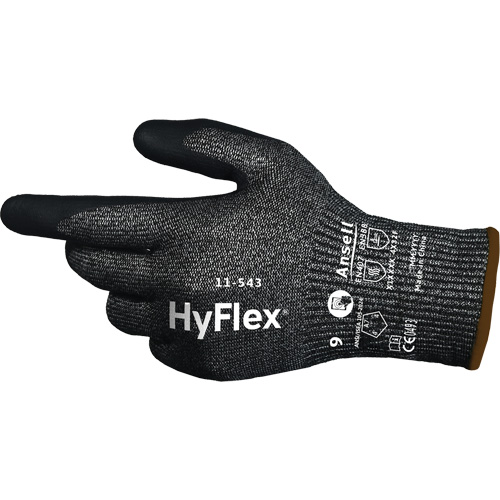 HyFlex&reg; 11-543 Cut Resistant Gloves, Size 6, 13 Gauge, Nitrile Coated, Nylon/Stainless Steel/HPPE/Spandex Shell, ASTM ANSI Level A7/EN 388 Level F NTL Industrial