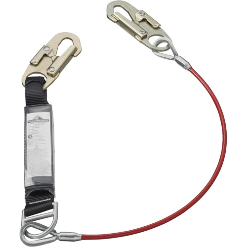 SA-5500-4 Shock Absorbing Lanyard, 4', Snap Hook Center, Snap Hook Leg Ends, Galvanized Steel NTL Industrial