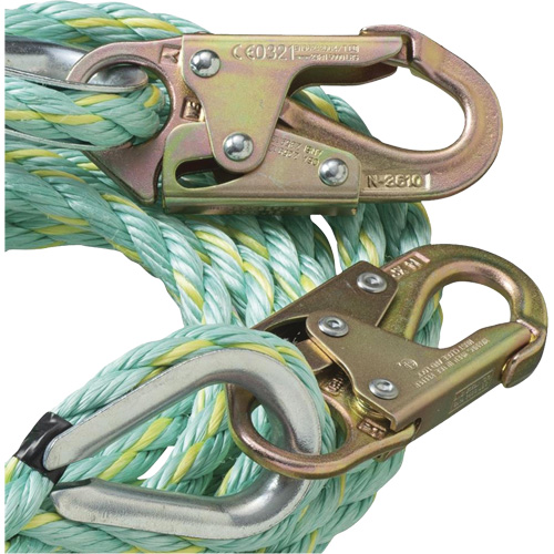 VL-1122-100 Vertical Lifeline Rope with Anchor End Snap Hook, Copolymer NTL Industrial