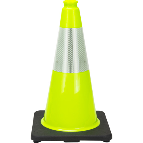 Premium Traffic Cone, 18", Lime Green, 6" Reflective Collar(s) NTL Industrial