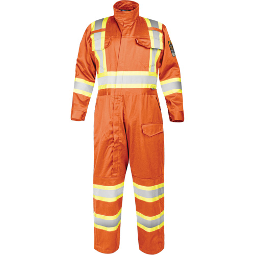 Combinaison ignifug&eacute;e avec bandes haute visibilit&eacute;, Taille Petit, Orange NTL Industrial