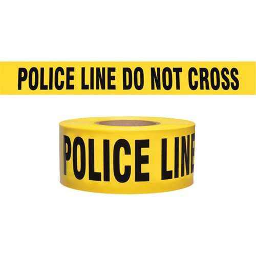 "Police Line Do Not Cross" Contractor-Grade Barricade Tape, English, 3" W x 1000' L, 2 mils, Black on Yellow NTL Industrial