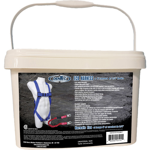 ECO Safety Harness in Pail with 6' Lanyard, CSA Certified, Class A, 255 lbs. Cap. NTL Industrial
