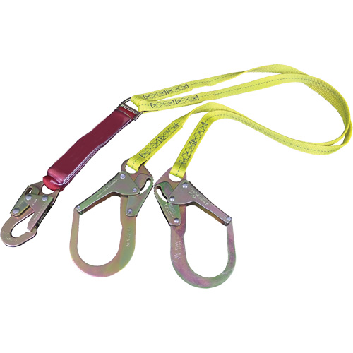External Energy Absorber Lanyard with 2-1/4" Hooks, 6', Snap Hook Center, Snap Hook Leg Ends, Polyester NTL Industrial