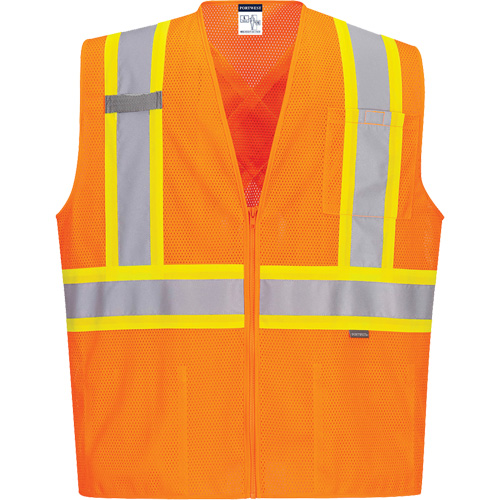 Veste de s&eacute;curit&eacute; &agrave; bandes contrastantes, Orange haute visibilit&eacute;, Petit, Polyester NTL Industrial