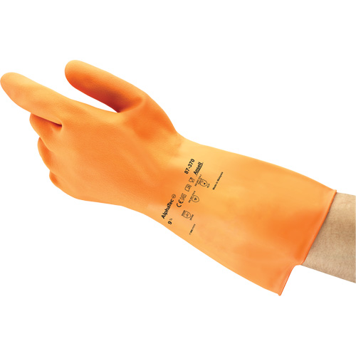 Gants ALPHATEC 87-320, Taille 7, 11,8" lo, Latex de caoutchouc, Doublure en Ouat&eacute;e, 18 mils NTL Industrial