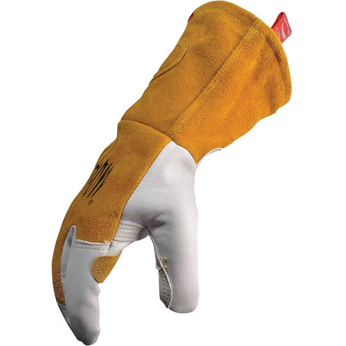 Gants de soudeur TIG/MIG de premi&egrave;re qualit&eacute; avec dos en cuir de vache refendue isol&eacute;es et ignifug&eacute;s Caiman, Cuir fleur de ch&egrave;vre, Taille Moyen NTL Industrial