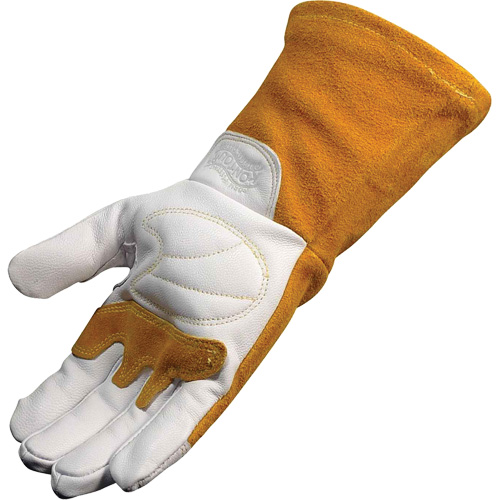 Gants de soudeur TIG/MIG de premi&egrave;re qualit&eacute; avec dos en cuir de vache refendue isol&eacute;es et ignifug&eacute;s Caiman, Cuir fleur de ch&egrave;vre, Taille Moyen NTL Industrial