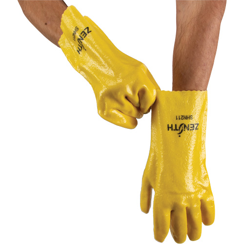 Gants &agrave; fini rugueux et r&eacute;sistants aux produits chimiques, Taille 9, 12" lo, PVC, Doublure en Interlock, 47-mil NTL Industrial