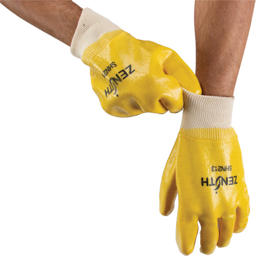 Gants &agrave; fini rugueux et r&eacute;sistants aux produits chimiques, Taille 9, 10" lo, PVC, Doublure en Interlock, 47-mil NTL Industrial