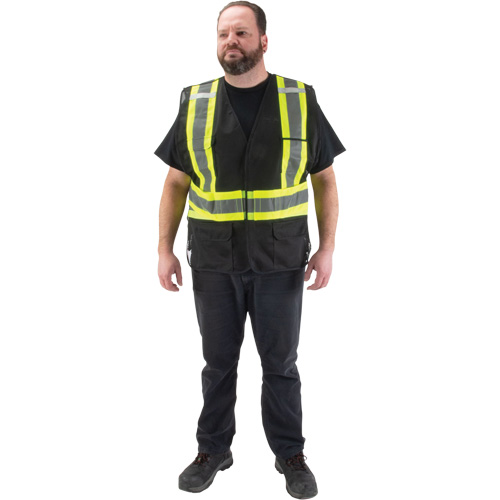 CSA Compliant Surveyor Vest, Black, Medium, Polyester NTL Industrial