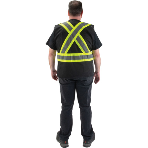 CSA Compliant Surveyor Vest, Black, Medium, Polyester NTL Industrial