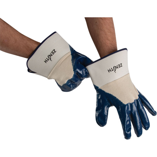 Heavyweight Safety Cuff Gloves, 11/2X-Large, Nitrile Coating, Cotton Shell NTL Industrial