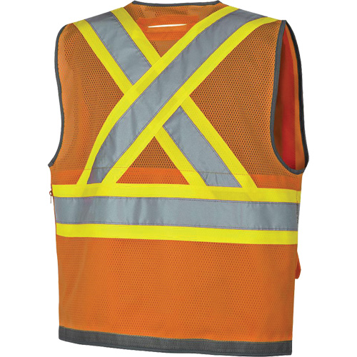 Veste de s&eacute;curit&eacute; pour arpenteur Pioneer avec fermeture &agrave; glissi&egrave;re et dos en maille, Orange haute visibilit&eacute;, Petit, Polyester NTL Industrial