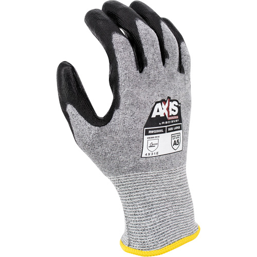 Gants de travail r&eacute;sistants &agrave; la coupe, compatibles avec &eacute;crans tactiles RWG566 AXIS, Taille 2T-Grand, Calibre 18, Rev&ecirc;tement Polyur&eacute;thane, Enveloppe en Acier inoxydable/PEHP, ASTM ANSI niveau A5/EN 388 niveau E NTL Industrial