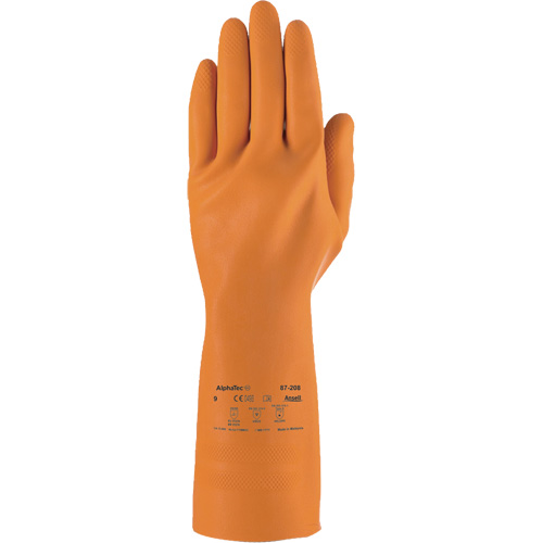 Gants robustes r&eacute;sistants aux produits chimiques AlphaTec 87-208, Taille 7, 12,8" lo, Latex de caoutchouc, Doublure en Coton/Ouat&eacute;e, 29,5 mils NTL Industrial