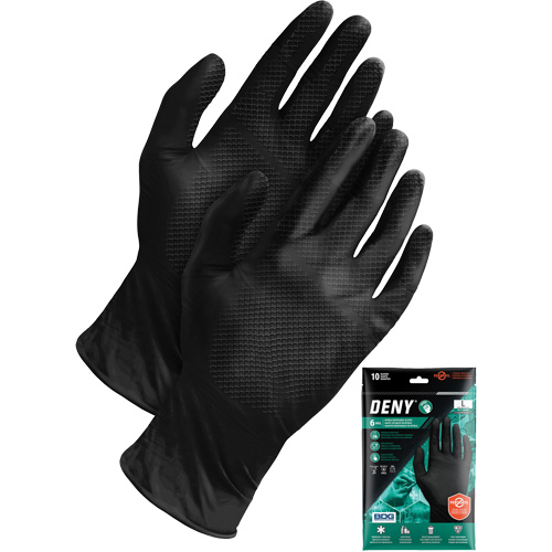 Deny&reg; Disposable Gloves, Small, Nitrile, 6-mil, Powder-Free, Black NTL Industrial