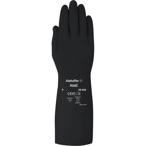 Gants d,usage moyen r&eacute;sistants aux produits chimiques AlphaTec 38001PP, Taille 7, 14" lo, Caoutchouc butyle, 14 mils NTL Industrial
