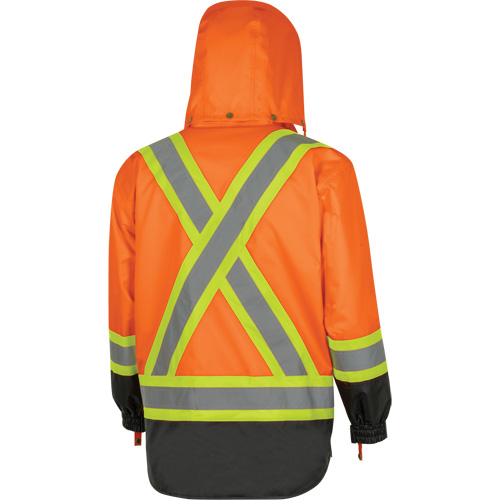 5056 Pioneer&reg; Yukon 7-in-1 Waterproof Winter Safety Parka, Polyester, Black/High Visibility Orange, X-Small NTL Industrial