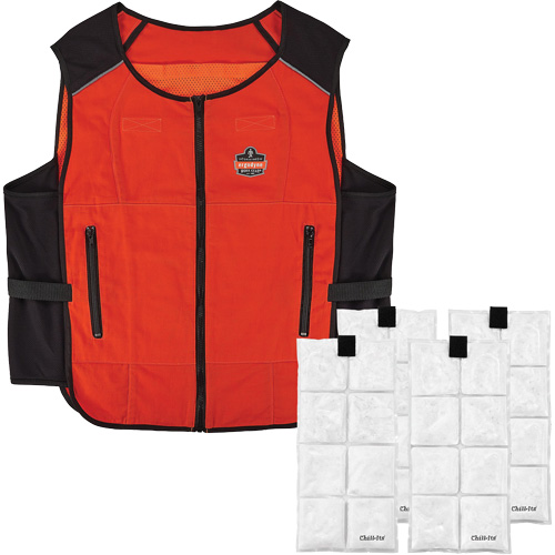 Veste de refroidissement &agrave; changement de phase l&eacute;g&egrave;re avec sachets de recharge Chill-Its 6260, Petit/Moyen, Orange NTL Industrial