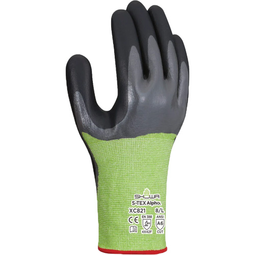 S-TEX Alpha XC821 Cut-Resistant Gloves, Size X-Large/9, 18 Gauge, Nitrile Coated, Polyester/Nylon/Polyurethane/HPPE/Tungsten Shell, ASTM ANSI Level A6/EN 388 Level F NTL Industrial