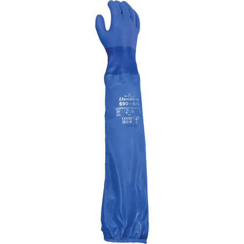 Gants r&eacute;sistants aux produits chimiques 690, Taille T-Grand/10, 26" lo, Coton/PVC NTL Industrial