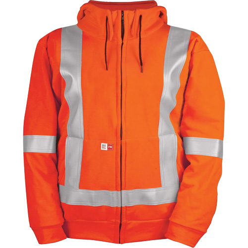 High-Visibility Wind Resistant Zip-Front Sweatshirt with DetachableHood, Men's, Medium, High Visibility Orange, 27.7 cal/cm² NTL Industrial