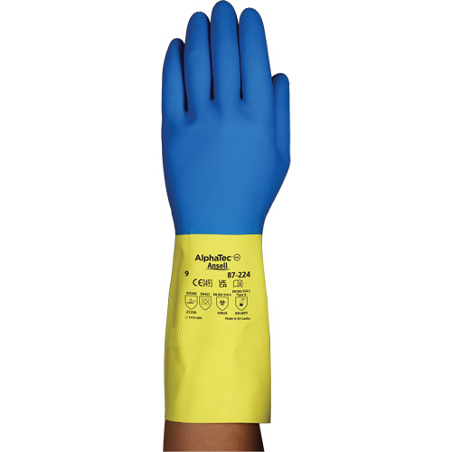 Alphatec&reg; 87-224 Chemical-Resistant Gloves, Size 10, 12.8" L, Neoprene/Rubber Latex, Cotton/Flock-Lined Inner Lining, 26.8-mil NTL Industrial
