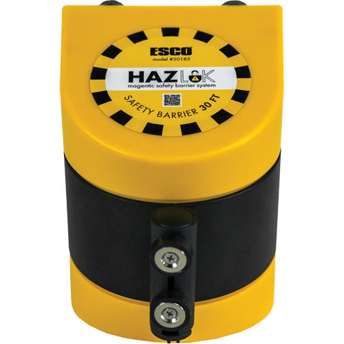 Syst&egrave;me de barri&egrave;re de s&eacute;curit&eacute; HAZLOK, Plastique, Fixation magn&eacute;tique, 30', Ruban Noir et jaune NTL Industrial
